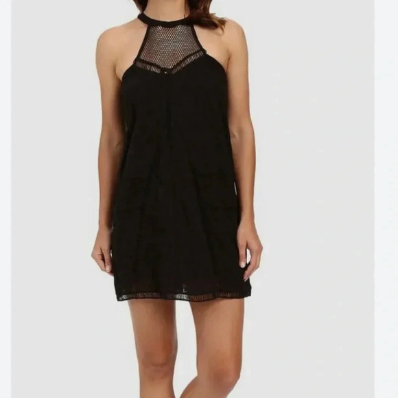 NWT Rip Curl Women's Black Karma Mesh Sleeveless Ladder Stitch Mini Dress Sz XL - Picture 1 of 12